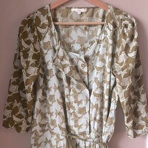 AN’GE Green Bird Mini Dress